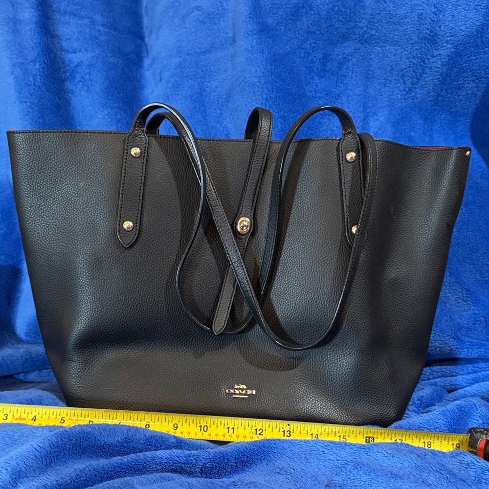 Coach Black Pebbled Leather Reversible Tote